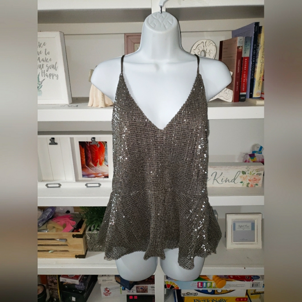Express, Grey Senquin Top, Large